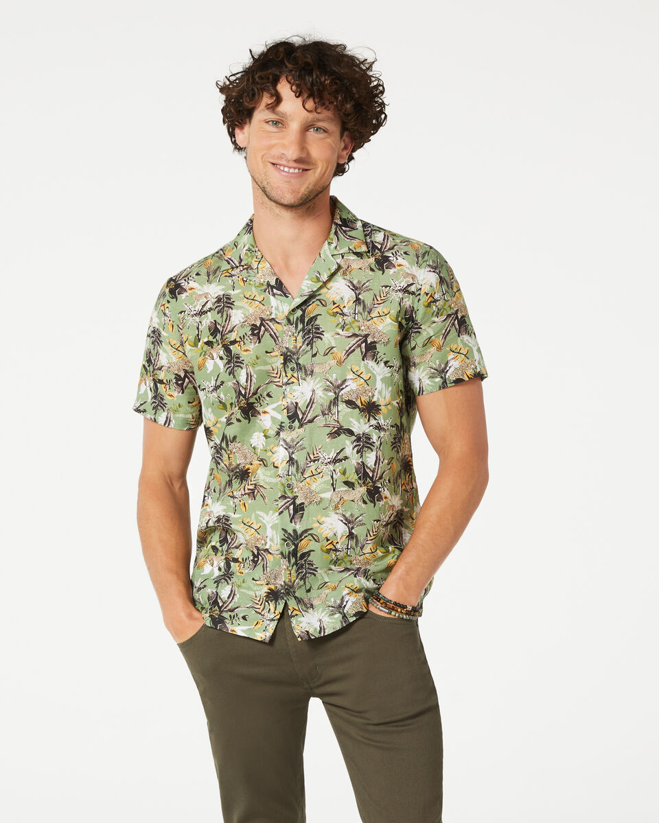 Safari Short Sleeve Shirt, Green Multi, hi-res